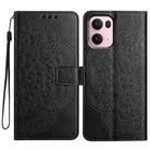 For OPPO Reno13 Pro Global Flower Embossed Leather Phone Case(Black) - 1