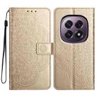 For OPPO A5 5G Global Flower Embossed Leather Phone Case(Gold) - 1