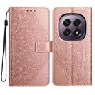 For OPPO A5 5G Global Flower Embossed Leather Phone Case(Rose Gold) - 1