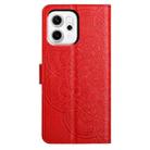 For OPPO Reno14 Global Flower Embossed Leather Phone Case(Red) - 3