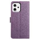 For OPPO Reno14 Global Flower Embossed Leather Phone Case(Purple) - 3