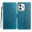 For OPPO Reno14 Pro Global Flower Embossed Leather Phone Case(Blue) - 1