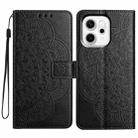 For OPPO Reno14 Pro Global Flower Embossed Leather Phone Case(Black) - 1