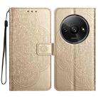 For Redmi A3 Flower Embossed Leather Phone Case(Gold) - 1