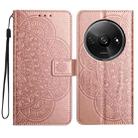 For Redmi A3 Flower Embossed Leather Phone Case(Rose Gold) - 1