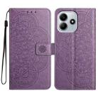 For Redmi Note 14 5G Flower Embossed Leather Phone Case(Purple) - 1