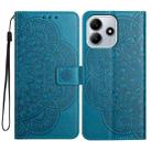 For Redmi Note 14 5G Flower Embossed Leather Phone Case(Blue) - 1