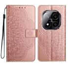 For Redmi Note 14 Pro 5G Flower Embossed Leather Phone Case(Rose Gold) - 1