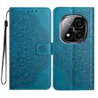 For Redmi Note 14 Pro+ 5G Flower Embossed Leather Phone Case(Blue) - 1