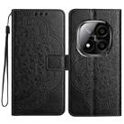 For Redmi Note 14 Pro+ 5G Flower Embossed Leather Phone Case(Black) - 1