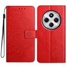 For Redmi A4 5G Flower Embossed Leather Phone Case(Red) - 1