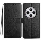 For Redmi A4 5G Flower Embossed Leather Phone Case(Black) - 1