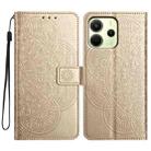 For Redmi Note 14 4G 164.84mm Flower Embossed Leather Phone Case(Gold) - 1