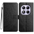 For Redmi Note 14 Pro 4G Flower Embossed Leather Phone Case(Black) - 1