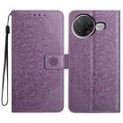 For Redmi K80 Pro / K80 Flower Embossed Leather Phone Case(Purple) - 1