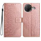 For Redmi K80 Pro / K80 Flower Embossed Leather Phone Case(Rose Gold) - 1