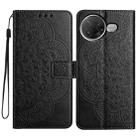 For Redmi K80 Pro / K80 Flower Embossed Leather Phone Case(Black) - 1
