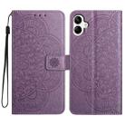 For Samsung Galaxy A06 4G Flower Embossed Leather Phone Case(Purple) - 1