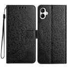 For Samsung Galaxy A06 4G Flower Embossed Leather Phone Case(Black) - 1