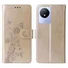 For vivo Y02 4G / Y11 2023 / Y02A Embossed Butterfly Flowers Leather Phone Case(Gold) - 3