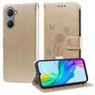 For vivo Y03 4G / Y18 / Y28s 5G Embossed Butterfly Flowers Leather Phone Case(Gold) - 1