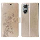 For vivo Y03 4G / Y18 / Y28s 5G Embossed Butterfly Flowers Leather Phone Case(Gold) - 3