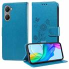 For vivo Y03 4G / Y18 / Y28s 5G Embossed Butterfly Flowers Leather Phone Case(Blue) - 1