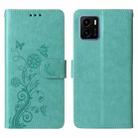 For vivo Y15A 4G Global / Y15s 4G Embossed Butterfly Flowers Leather Phone Case(Green) - 3