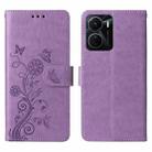 For vivo Y16 4G / Y02s / Y56 5G Global Embossed Butterfly Flowers Leather Phone Case(Purple) - 3