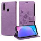 For vivo Y17 / Y15 Embossed Butterfly Flowers Leather Phone Case(Purple) - 1