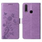 For vivo Y17 / Y15 Embossed Butterfly Flowers Leather Phone Case(Purple) - 3