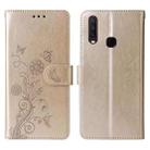 For vivo Y17 / Y15 Embossed Butterfly Flowers Leather Phone Case(Gold) - 3