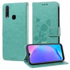 For vivo Y17 / Y15 Embossed Butterfly Flowers Leather Phone Case(Green) - 1