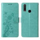 For vivo Y17 / Y15 Embossed Butterfly Flowers Leather Phone Case(Green) - 3