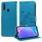 For vivo Y17 / Y15 Embossed Butterfly Flowers Leather Phone Case(Blue) - 1