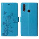 For vivo Y17 / Y15 Embossed Butterfly Flowers Leather Phone Case(Blue) - 3