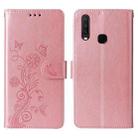 For vivo Y17 / Y15 Embossed Butterfly Flowers Leather Phone Case(Rose Gold) - 3