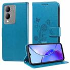 For vivo Y17s / Y36i 5G / Y28 5G Embossed Butterfly Flowers Leather Phone Case(Blue) - 1