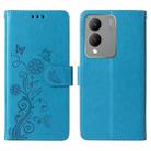 For vivo Y17s / Y36i 5G / Y28 5G Embossed Butterfly Flowers Leather Phone Case(Blue) - 3