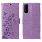 For vivo Y20 / Y20i / Y20s / Y12s Embossed Butterfly Flowers Leather Phone Case(Purple) - 3