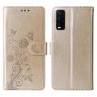 For vivo Y20 / Y20i / Y20s / Y12s Embossed Butterfly Flowers Leather Phone Case(Gold) - 3