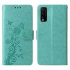 For vivo Y20 / Y20i / Y20s / Y12s Embossed Butterfly Flowers Leather Phone Case(Green) - 3