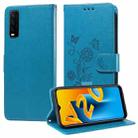 For vivo Y20 / Y20i / Y20s / Y12s Embossed Butterfly Flowers Leather Phone Case(Blue) - 1