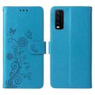 For vivo Y20 / Y20i / Y20s / Y12s Embossed Butterfly Flowers Leather Phone Case(Blue) - 3