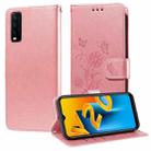 For vivo Y20 / Y20i / Y20s / Y12s Embossed Butterfly Flowers Leather Phone Case(Rose Gold) - 1