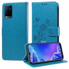 For vivo Y21 2021 / Y21s / Y33s 4G Embossed Butterfly Flowers Leather Phone Case(Blue) - 1