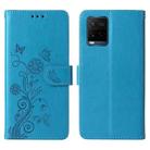 For vivo Y21 2021 / Y21s / Y33s 4G Embossed Butterfly Flowers Leather Phone Case(Blue) - 3