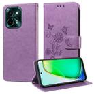 For vivo Y28 4G Embossed Butterfly Flowers Leather Phone Case(Purple) - 1