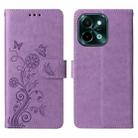 For vivo Y28 4G Embossed Butterfly Flowers Leather Phone Case(Purple) - 3