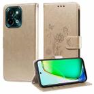 For vivo Y28 4G Embossed Butterfly Flowers Leather Phone Case(Gold) - 1